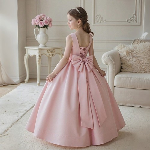 Girls satin lace back - girls,