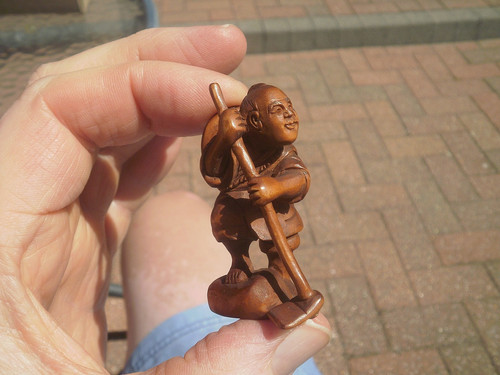 Hand carved wood netsuke - carved,