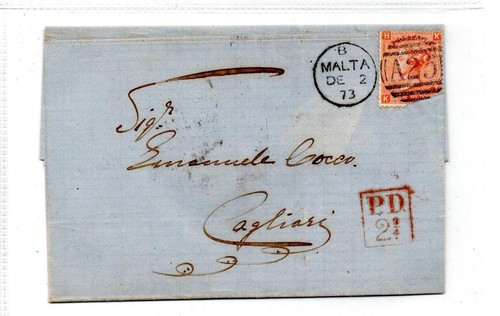 Used malta 1873 entire - gb, in