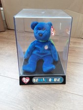 Ty Beanie Collection Clubby Bear 1998 with Tags and Display Case