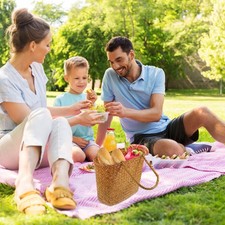  Gift Baskets Picnic Wicker Small Woven Shopping with Handles Natural