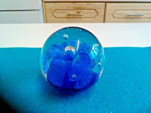 Clear glass paperweight with - glass,