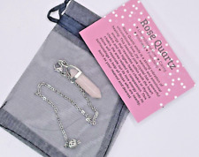 Rose Quartz Crystal Pendulum Healing Dowsing Reiki Chakra Gemstone + card