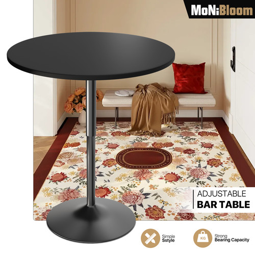 Black wooden round pub - black,