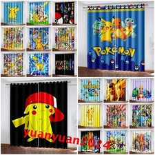 Kids Pokemon Pikachu Thick 3D Blackout Curtains Thermal Ring Top Eyelet Curtains