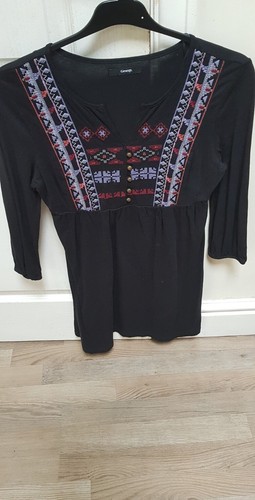 Ladies black embroidered - embroidered, smock