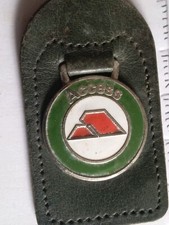 VINTAGE Keyring Green Leather Look Access Motor Cycle Scooter ?  