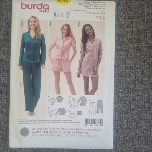 Burda 6742 pyjamas nightgown - 6742,