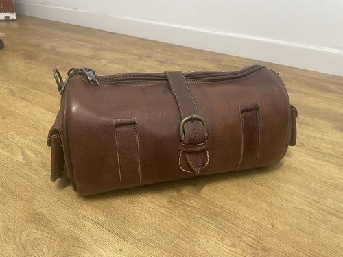 Vintage brown leather barrel - vintage,