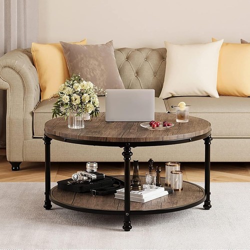 Tier wooden round coffee - 2‑tier,