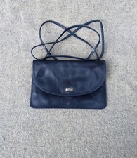 Vintage Enny (Italy) navy genuine leather mini crossbody/shoulder bag. 20x13cm.