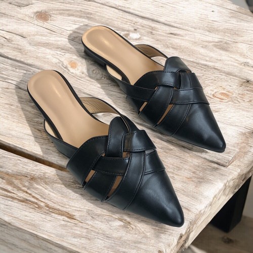 Ladies black faux leather - faux,