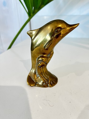 Vintage solid brass dolphin - solid,