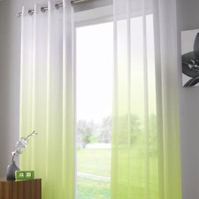 Contemporary Harmony Plain Abstract Voile Ring Top Window Curtain Panels Drapes