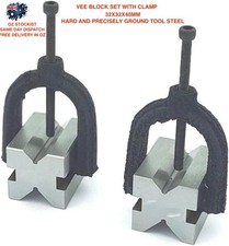 Vee Block Set With Clamp set 32x32x40mm HARD AND GROUND TOOL STEEL 25MM CAPACITY