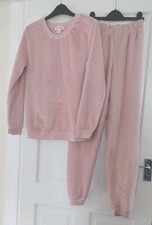PRIMARK PINK FLUFFY FLEECE LOUNGE WEAR SET SIZE XS 6-8