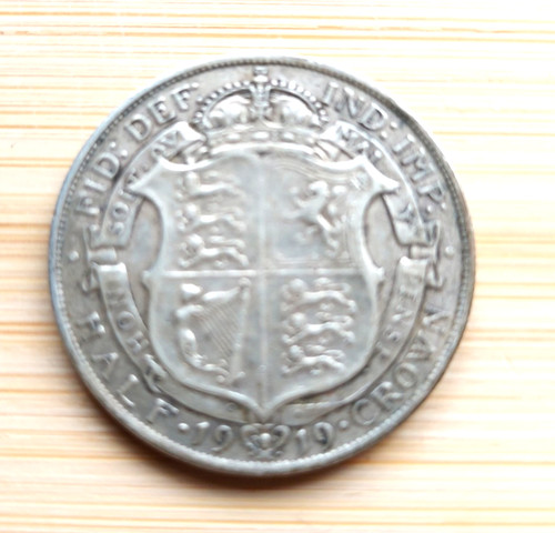 1919 silver half crown - crown, coin