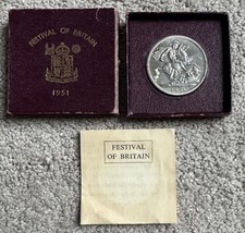 1951 Festival Of Britain Coin In Original Burgundy Box With Info Sheet. (1)