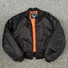 FRANK THOMAS Black Satin Bomber Jacket - Orange Lining - XXL