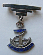 Vintage sweetheart brooch badge pin Royal Navy sterling silver & enamel