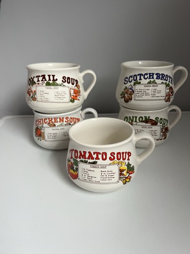 Vintage recipe soup mugs - soup,
