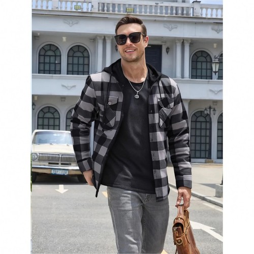 Mens hooded lumberjack plaid - hooded,