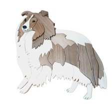 Border Collie Intarsia 3D Wood