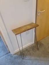 Narrow console table with hairpin legs, entryway table
