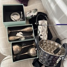 Silver Plated Champagne Flutes & Wine Goblets +Stainless Steel Ice Bucket & more