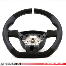 Flat leather steering wheel - leather,