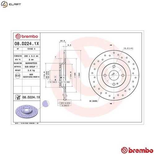 Brake disc d224 - 2x, for