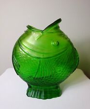 Old Baccarat Antique Green Glass Emerald Fish Vase Excellent Condition