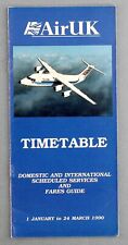 AIR UK AIRLINE TIMETABLE JANUARY - MARCH 1990 BAE146