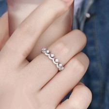 14k White Gold Finish 1 Ct Round Diamond Crown Half Eternity Wedding Band Ring