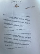 The Maybach Range Original Car Sales Info Brochure Press Release Pack From 2005