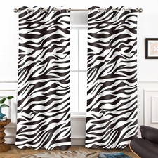 Animals Zebra Print Curtain, Room Darkening Thermal Insulated Blackout Fashio...