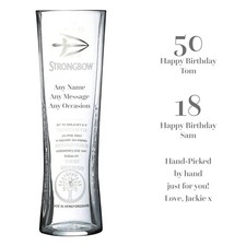 Personalised Engraved Strongbow Pint Glass Cider Birthday Wedding Usher Gift