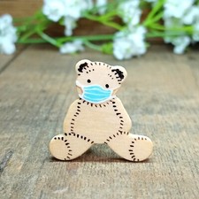 Face Mask Bear Handmade Teddy Bear Brooch Pin Nurse Doctor Midwife Badge Gift