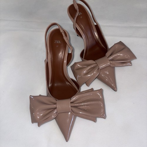 Zara nude beige patent heels - zara,
