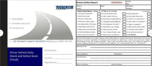 Driver daily defect check book - daily,