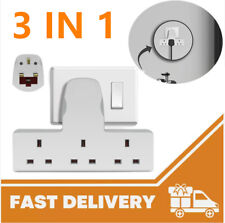 3 Way Cable Free Triple Socket Splitter Adaptor Extension UK 3 Pin Plug 13 AMP