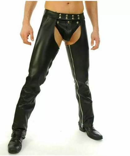 Men genuine leather chaps - leather,