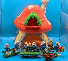Vintage Smurfs Super Fun House + Figs Incomplete - Peyo Schleich - Good