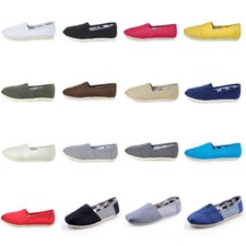 MENS WOMENS LADIES FLAT SLIP ON ESPADRILLES PUMPS CANVAS PLIMSOLES SHOES SIZE