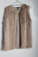 Primark Womens Faux Fur Gilet Jacket - Beige - Size Small S (G77)