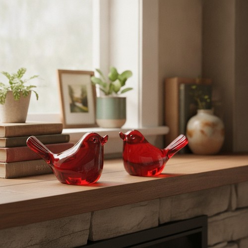 2pcs crystal bird - 2pcs, figurine