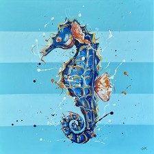 Seahorse On blue Stripe