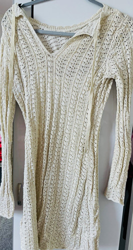 Cream cotton knit crochet