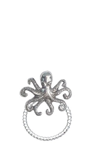 Octopus pewter pin brooch - octopus,