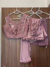 Pre stitched saree Ready To Wear frill sari slim pallu Indian embroidered blouse